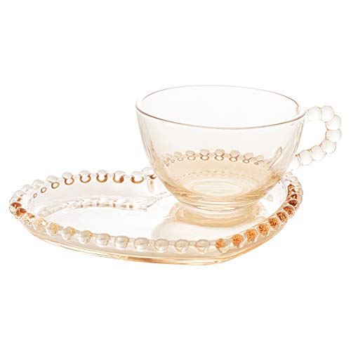 Wolff Coração Pearl Conjunto de Xícara com Prato para Chá, Laranja (Âmbar), 180 ml