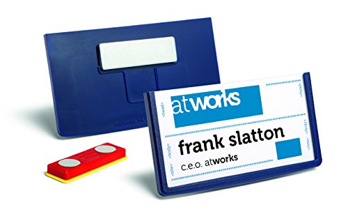 Porte-badges avec aimant 40x75 mm bleu en boite de 25 pièces