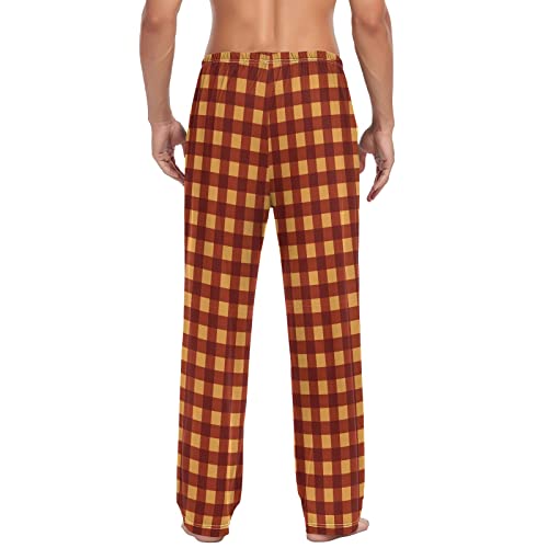Red Yellow Checkered Plaid Pajama Pants Buffalo Check Men's Pajama Bottoms Lounge Sleepwear PJs Casual Sleep Pants XL2