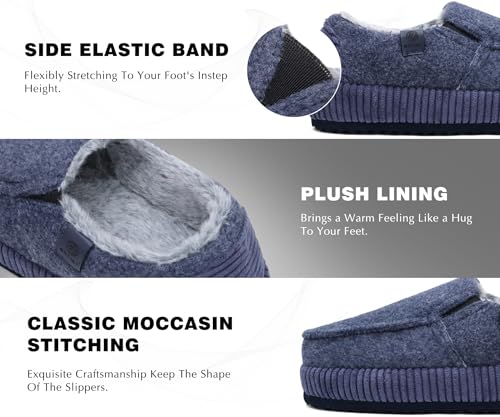 Image of ONCAI Mens Clog Slippers with Arch Support Stripe Faux Fur Cotton-Blend High-Density Memory Foam Warm House Slippers Slip-on Indoor Outdoor Rubber Sole Size 7-16