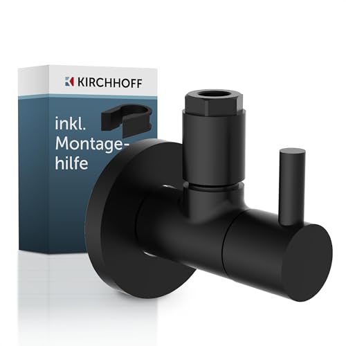 KIRCHHOFF Design Universal Eckventil mit Schnellverschluss, Eckregulierventil für Kalt- und Warmwasserleitungen, 98166120, schwarz