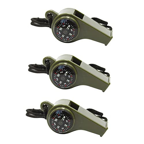 FOYTOKI 3Pcs Outdoor Survival Whistle with Thermometer Compass Lightweight Hiking Whistles for Camping and Emergency Situations Portable and Durable Design