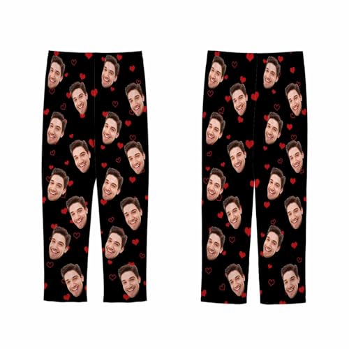 Personalized Pajama Pants with Photo Face for Women Men, Custom Valentine's Day Pj Pants Socks4