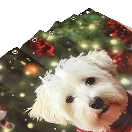 Rideau de douche imperméable rideau de bain polyester imprimé chien de Noël écran intimité maison - 6