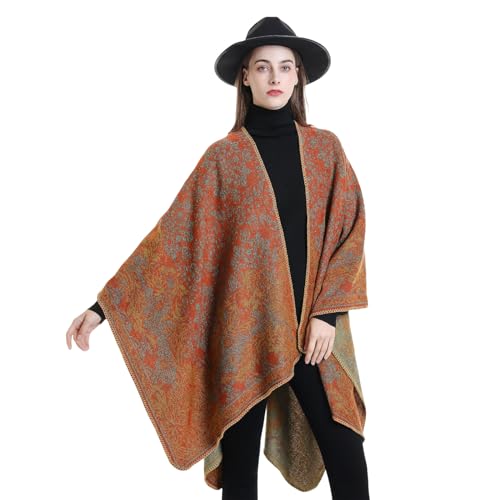 Capa poncho floral de invierno para protegerse del frío con estilo 2
