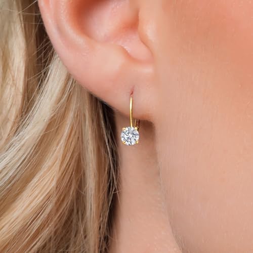 Image of Gem Stone King 0.20-1.50 Ct Lab Diamond Leverback Earrings 14K Gold