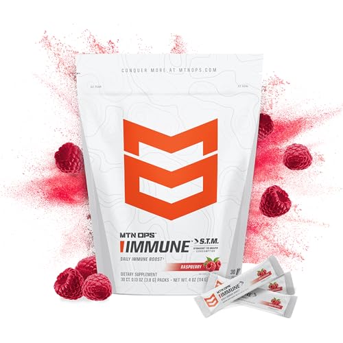 MTN OPS Daily STM Immune Booster - Raspberry Flavor, 30 Stick Pouch