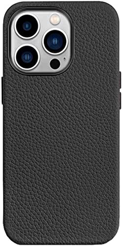 Étui en cuir litchi iPhone 14 Pro Max antichoc et charge sans fil