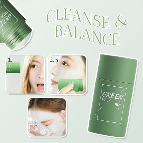 Green Tea Clay Stick for Face, Blackhead Remover Mask with Green Extract,Mask Stick for Pore Cleansing,Green Clay Mask Moisturizing Skin for Men and Women of All Skin Types