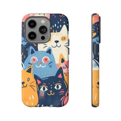 Coque iPhone 14 Pro chat coloré idéale pour le quotidien