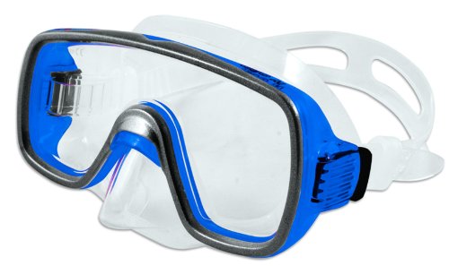 SALVAS Kinder Tauch Maske Geo Schnorchel Taucher Schwimm Brille Mit Nase Silikon Farbe blau