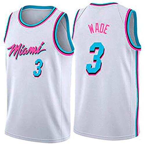 GAOZI Maillot de Basketball Maillots de Basket pour Hommes, Heat # 3 Wade. T-Shirt pour Ventilateurs Respirant et résistant à l'usure Swingman Jersey