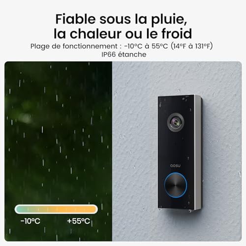 Détection de personnes et audio bidirectionnel sur sonnette connectée aosu 2K - 8