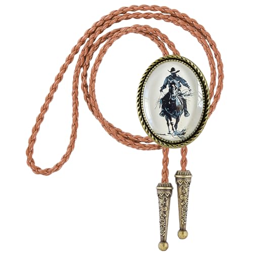 Image of Jeilwiy Bolo Tie for Men Western Cowboy Gothic Bolo Tie Necklace Halloween | Glow in Dark Bolo Tie for Men Women, 3D Halloween Bolo Tie, Gothic Western Ties, String Ties for Men Rodeo Leather Necktie