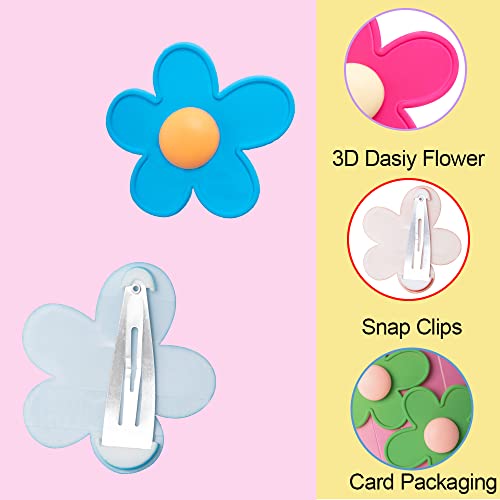 Bmobuo Flower Hair Clips For Girls Women 12Pcs, Colorful Daisy Flower Snap Hair Clips Cute Small Hair Clips For Girls Women Y2K Hair Accessories Hair Pins Barrettes #TOP4