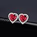 JewelryPalace Heart Of Ocean 3.8ct Created Red Ruby Halo Stud Earrings for Women, Love Forever 14k White Gold Plated 925 Sterling Silver Earrings for Her, Gemstone Jewelry Set for Women