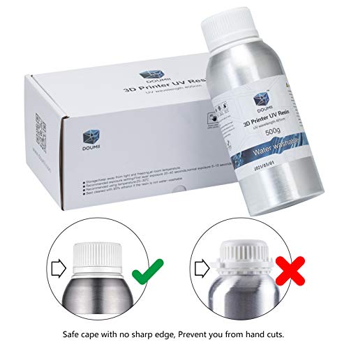DOUMII Water Washable 3D Resin – 405nm UV Cured 3D Printing Resin, for LCD 3D Printers, Easy to Clean and Cure, Fast Curing with High Precision. (Black, 500G)