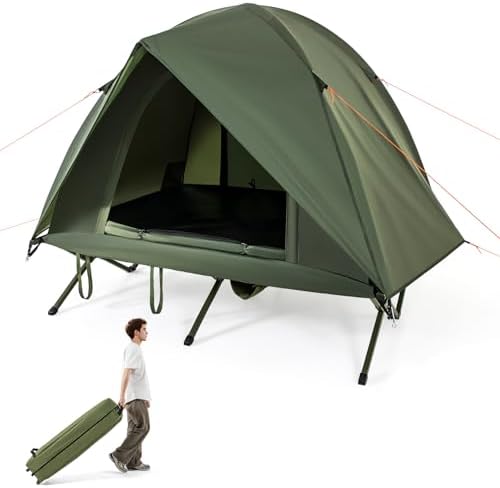 Tangkula 2 Person Tent Cot, Portable Off Ground Elevated Camping ...