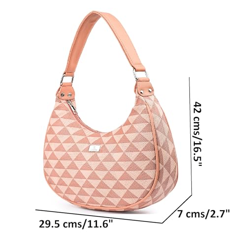 Image of K London Women's Vegan Leather Half Moon Bag | Stylish Black Shoulder Hobo | Compact Baguette Purse for Office, Casual, Party & Travel Use