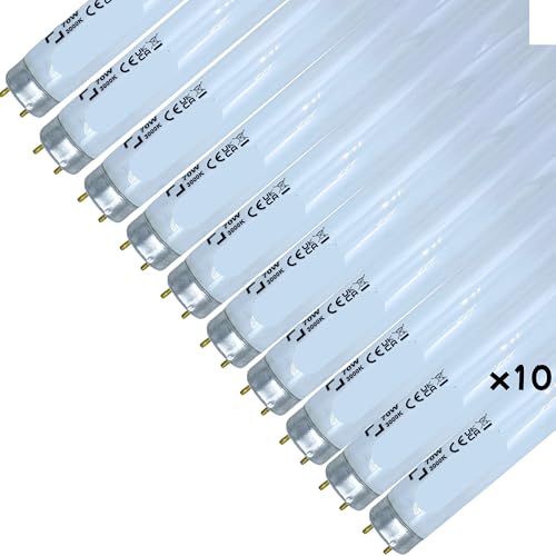 DSTOCK60 - 10 Ampoules tubes fluorescents - néon T8 70W 830 G13 6200lm = 70W Ø2.8cm blanc chaud 3000K - 180 x 2,8 cm