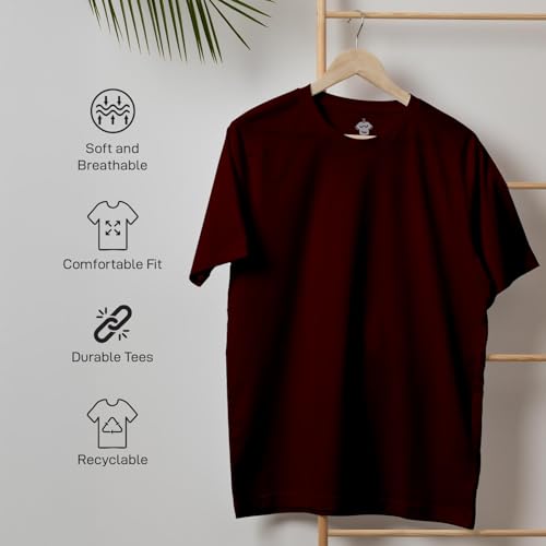 Image of CreativiT Unisex Plain Casual Half Sleeve Round Neck T-Shirt | 100% Recycled Cotton Rich T-Shirt Pack of 1