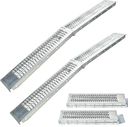 2 Heavy Duty Van Ramps - Folding Slope for Van, Motorbike, Quad Motorcycle - Portable Galvanised Steel Loading Rampway- 400kg Max Loading - H180 x W23 x D9cm
