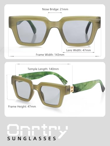 Image of Onrtry Fashion Square Sunglasses for Women Men Rectangle Thick Frame Sun Glasses 90s Designer Style Black Shades
