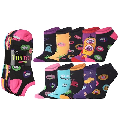 Image of Tipi Toe Women's 10 Pairs Lightweight Colorful Socks - Fun Low Cut Patterns for All-Day Comfort and Easy Everyday Style