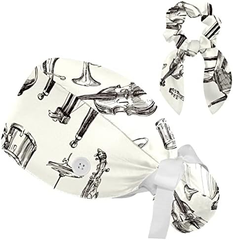Adjustable Working Cap with Button for Women Musical Instruments Surgical Nurse Hat Long Hair