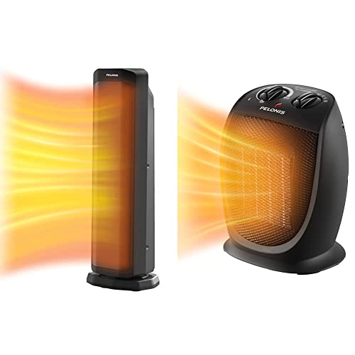 Pelonis 1500W Tower Space Heater, Black Pth21Erlbb & Phta1Abb Portable, 1500W/900W, Quiet Cooling & Heating Mode Space Heater, Black, 7 X 5.82 X 8.54 Inches #TOP11