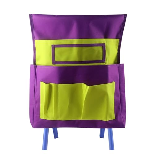 Chairback Storage Pockets 4pcs Large Capacity Chairback Pockets Colorful Classroom Students Seating Name-Tag Card Seatback Stuff Storage Bag Kids School Suppl(Purple Yellow)