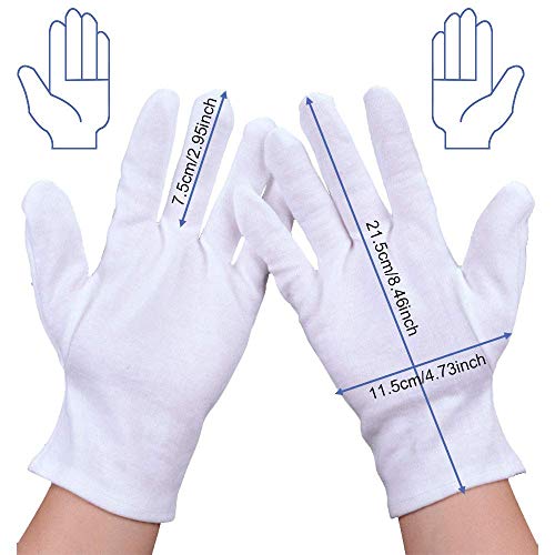 Miniatura 2 de Perfetsell 12 Pares 24 Guantes Blancos Algodon 100 Guantes Finos De Algodon Guantes Algodon Dermatologicos Guantes De Trabajo Blanco Guantes Transpirables Para Disfraz Camarero Para Mujer Hombre