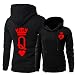 Pareja King & Queen Logo Sudaderas con Capucha Manga Larga Encapuchado Pullover...