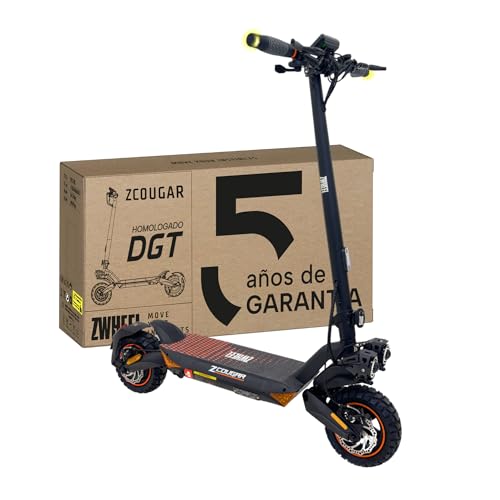 ZWHEEL ZCOUGAR | Patinete Eléctrico Adultos Homologado DGT - 600W-1200W MAX, 35km Autonomía, Suspensión Mejorada Duo Shock, IP54, Frenos Regeneradores AER - Ruedas 10" Offroad Todoterreno