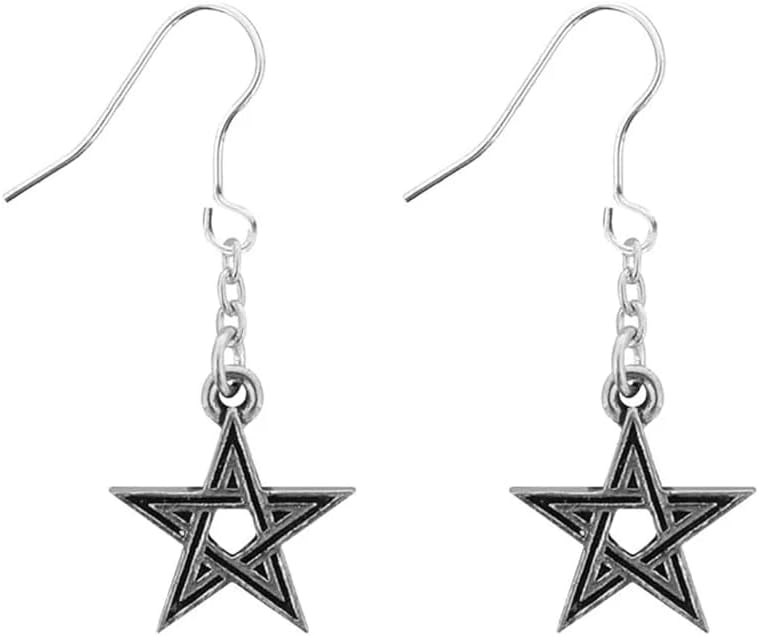 Alchemy Gothic Black Star Earrings Lightweight Fashion Women's/Girl's Ear Dangling Cuff