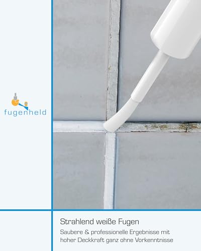 FUGENHELD Fugenstift Weiß - Fugenversiegelung Innen - Feuchtigkeitsresistente Fugenfarbe für Zementfugen - Wasserfest & Schnelltrocknend - Made in Germany - 1x15ml