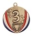 3rd Place Bronze Stars and Stripes Die Cast Medal with Red, White & Blue V-neck Ribbon