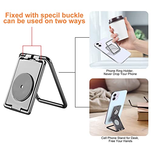Phone Ring Holder Finger Kickstand, Foldable Cell Phone Stand For Desk Compatible With Iphone Samsung Android All Smartphones, 360° Rotational Adjustable Metal Phone Grip For Magnetic Car Mount #TOP5
