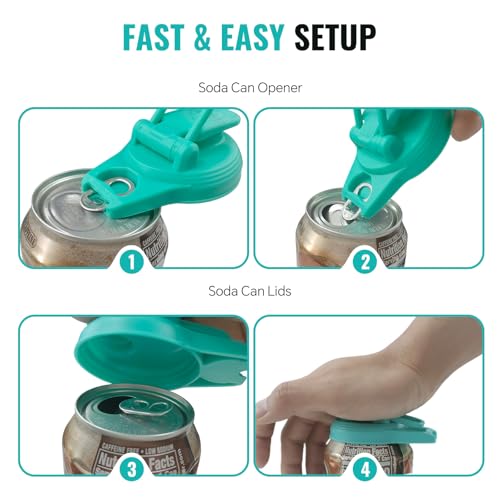 2-in-1 Soda Can Lids & Soda Can Openers Reusable BPA-Free Can Covers for Soda, Beer & Energy Drinks, Helps Open and Keep Drinks Fresh & Clean — view 4