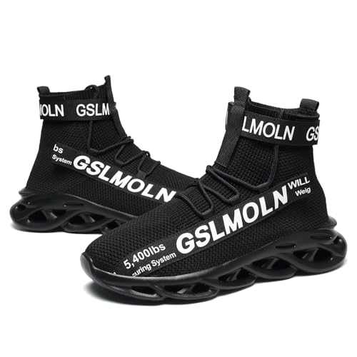 Image of Jakcuz Men's High Top Sneakers Plus Size Breathable Gym Athletic Running Walking Tennis Comfortable Fashion Platform Shoes