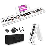 Folding Piano, Portable 88 Key Full Size Foldable Keyboard Piano Semi-Weighted Bluetooth with Light