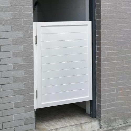 Wooden Swinging Garden Gate with Hardware - White Single Door for Home, Kitchen, and Cafe Entryway (W60cm x H90cm) - Durable and Stylish Outdoor Accessory