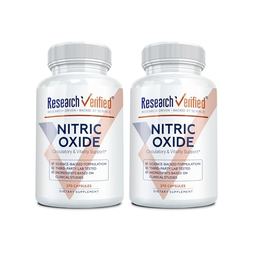 Image of Research Verified Nitric Oxide - with L-Arginine and L-Citrulline - Premium Muscle Building Nitric Oxide Booster - 270 Count - 2 Bottles