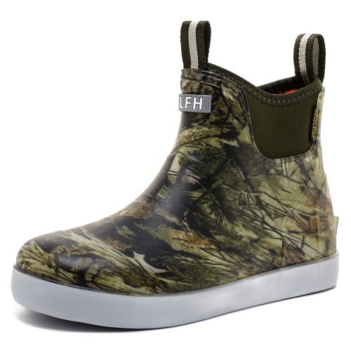 Image of Men's Deck Boots, Waterproof Non-Slip Ankle Rain Boots for Fishing