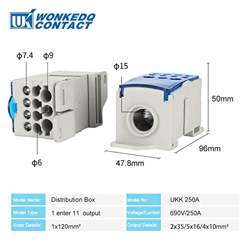 UKK250A bloc de jonction de distribution électrique pour rail DIN saako
