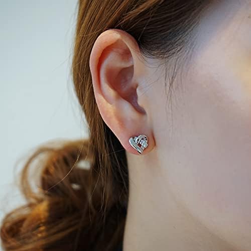 Heart Stud Earrings for Women,925 sterling Silver with Cubic Zirconia, Gift for Birthday Christmas Valentine's Day Mother's Day (with Jewelry Gift Box)