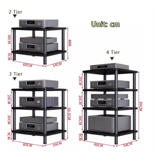 Étagère stéréo en teck à 3 niveaux : meuble audio réglable - 8