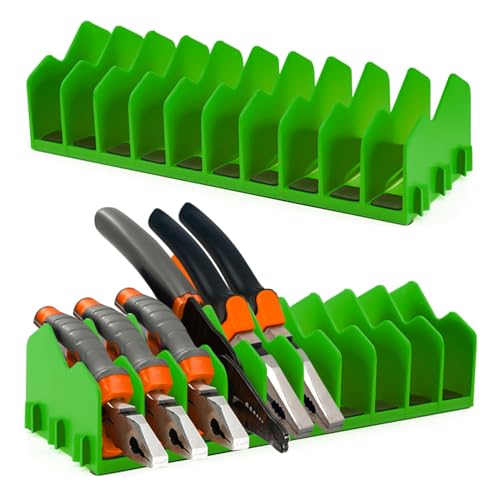 2 Pack Plier Organizer Rack, Pliers Cutters Organizer with Non-Slip Base, 20 Slots Tool Box Organizer, Keep Tools Organized in Drawers(Green)