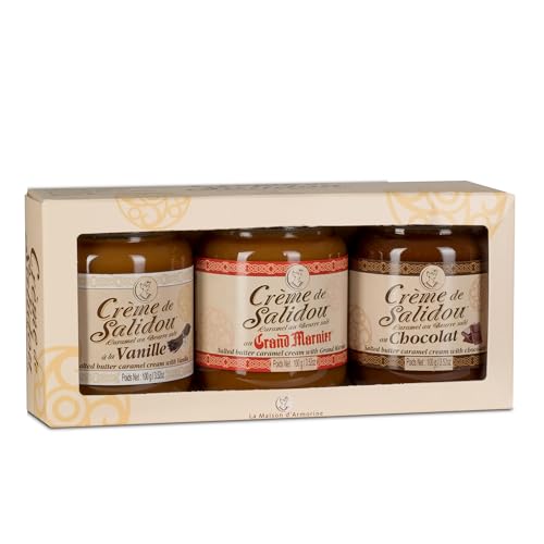 La Maison d'Armorine, Probierpaket Crème de Saldiou, Karamellcreme mit gesalzener Butter, aus Frankreich, 3 x 100 g