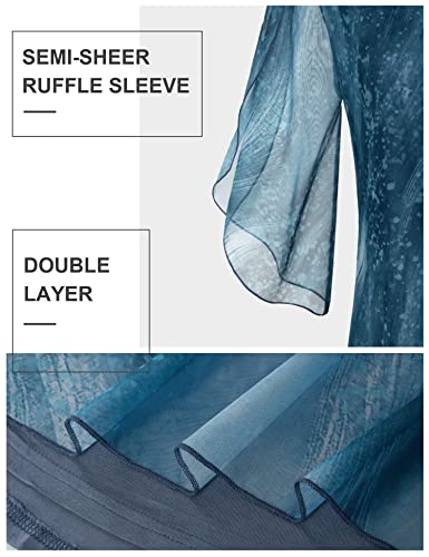 Miusey Womens Blouses And Tops Dressy Tunic Tops 3/4 Sleeve Boat Neck Business Casual Tops Loose Fit Tummy Coverage Tops For Women For Evening Party Casual Layered Shirts Blue Cyan 2Xl #TOP3